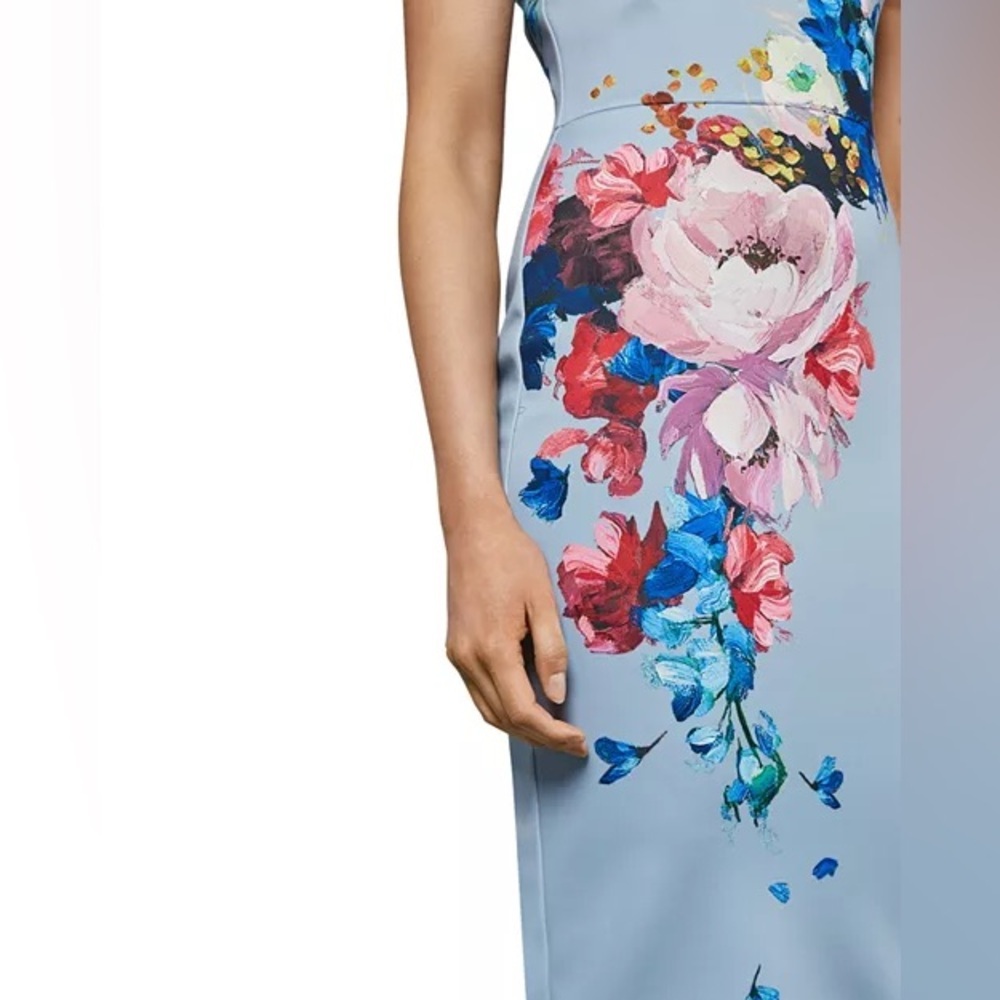 Ted Baker London Powder Blue Floral Off-Shoulder Midi Dress - Picture 8 of 15